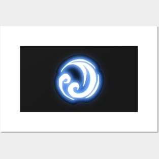 Neon Water Symbol Posters and Art